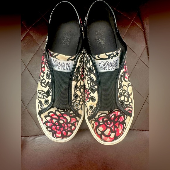 Coach Shoes - Coach Poppy Women's Floral Slip-On Shoes - Black and Red Sz 8.5